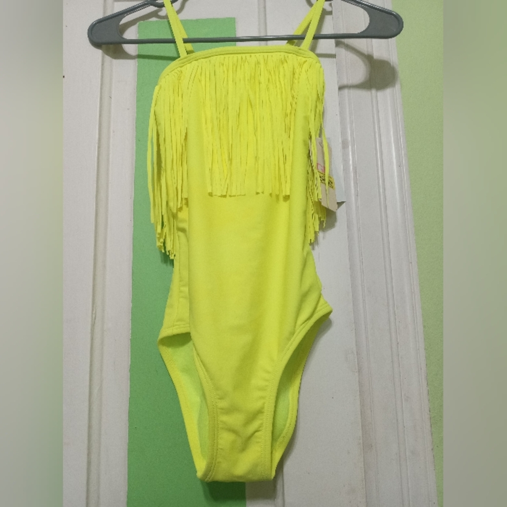 NWT GB Girl's swimsuit Neon yellow size 12